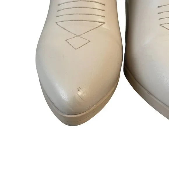 Soda White Western Cowboy Boots Womens Size 8 Pointed‎ Toe Block Heel Y2K Rodeo - Picture 3 of 10